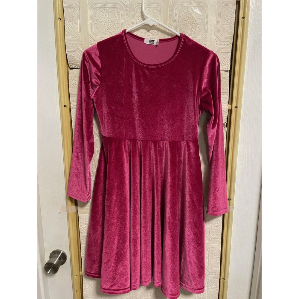 Girls' UELoop brand size 13-14 Ruby Red velvet long sleeve dress